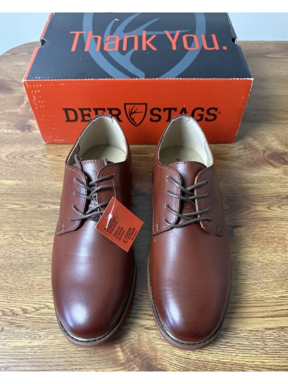 Deer Stags Denny Boys Round Oxford Shoes in Dark Luggage Size 5.5 M Big Kid
